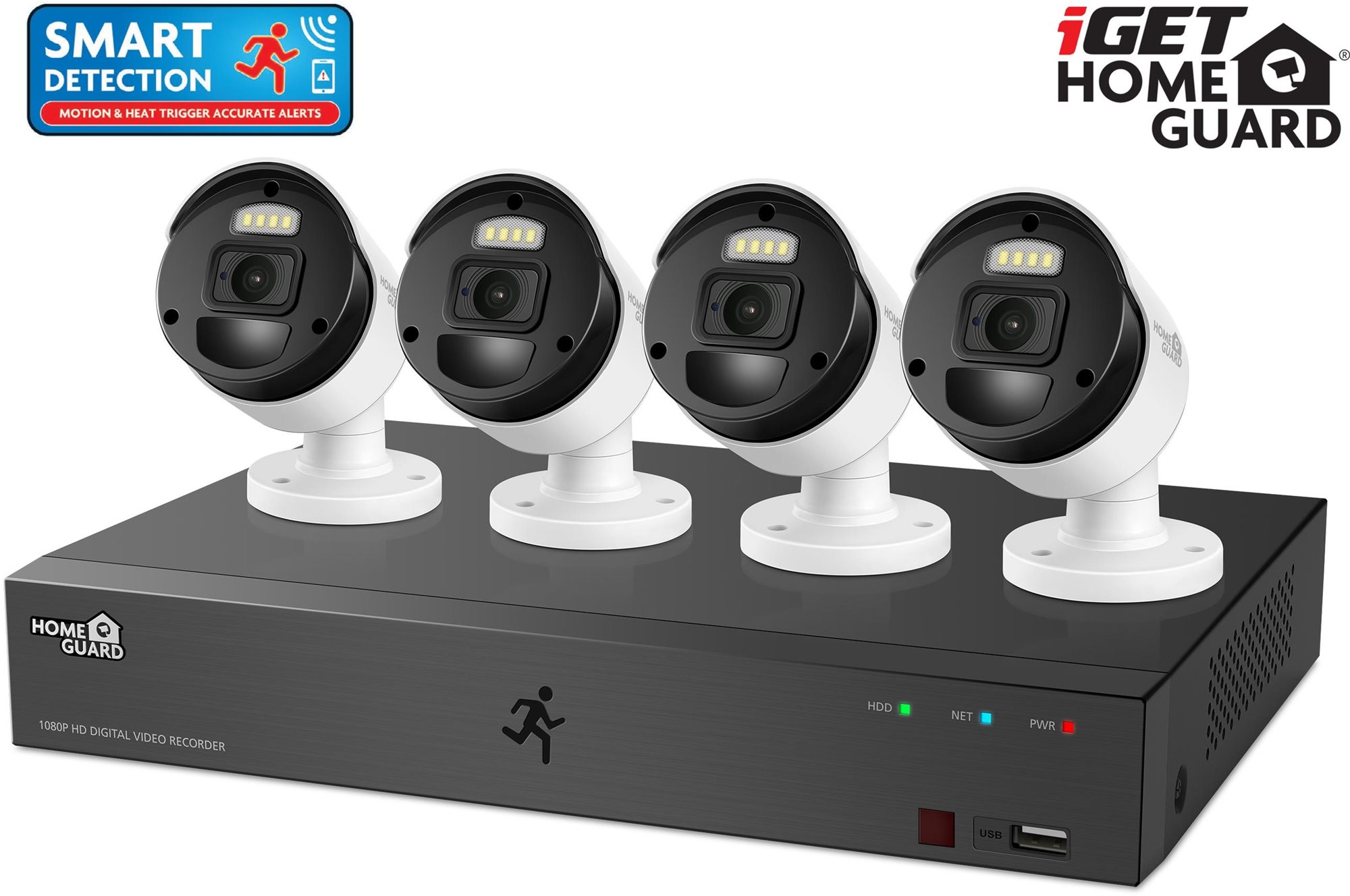iGET HOMEGUARD HGDVK84404P, 8 csatornás FullHD DVR + 4x FullHD 1080p kamera SMART mozgásérzékelővel