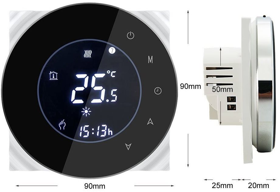 iQtech SmartLife GCLW-B, WiFi termosztát bojlerhez és kazánhoz potenciálmentes kapcsolással, fekete