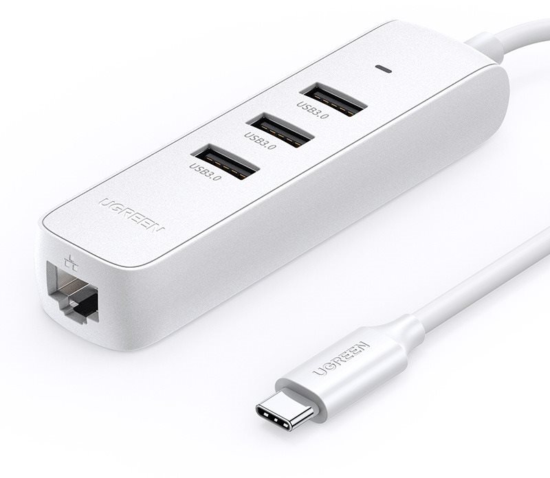 UGREEN USB-C to 3×USB 3.0+RJ45 (100Mbps) Hub (White)