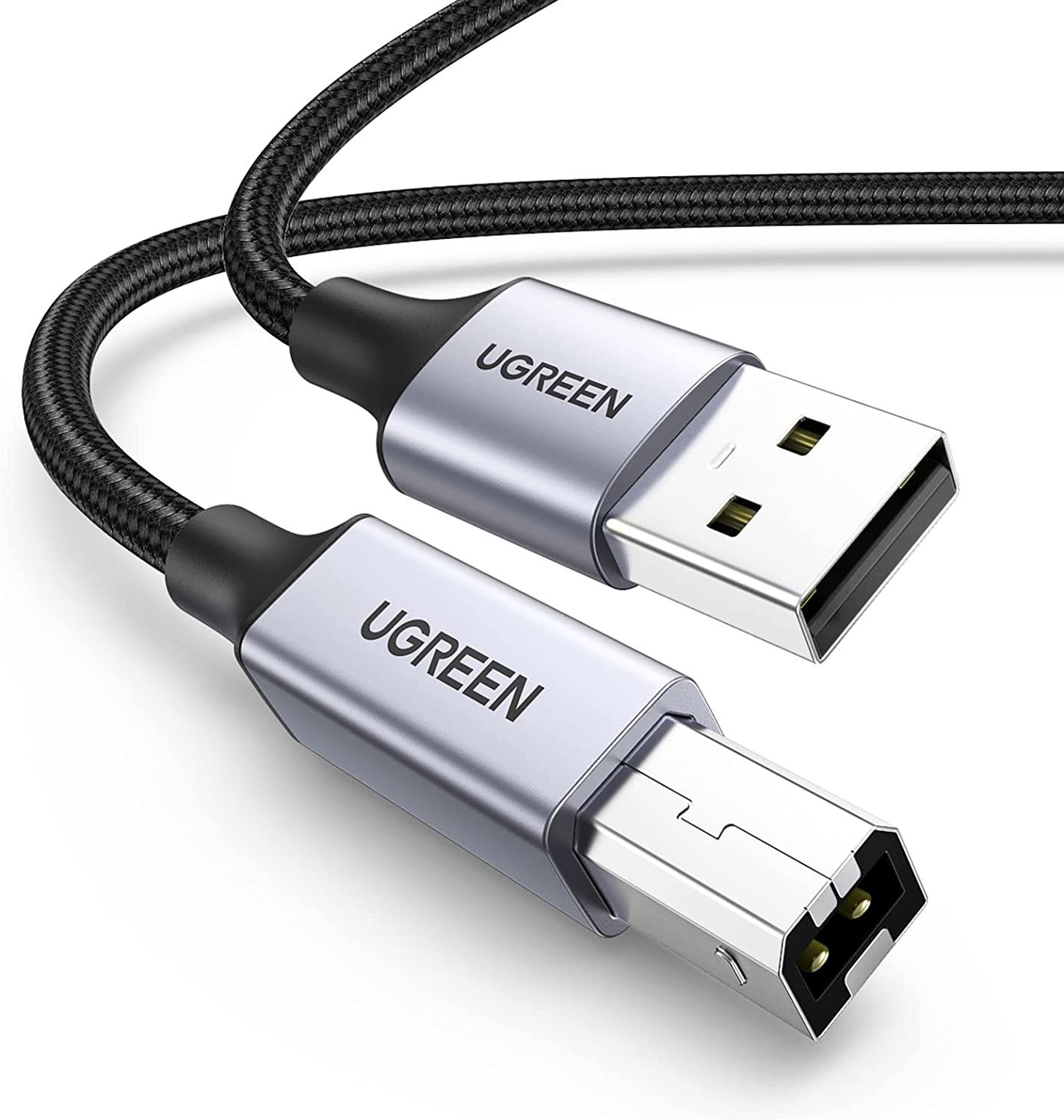 UGREEN USB-A Male to USB-B 2.0 Printer Cable Alu Case with Braid 2m Black