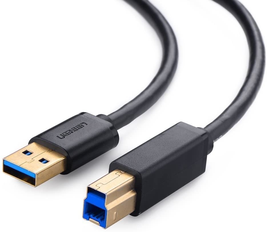 UGREEN USB 3.0 A (M) to USB 3.0 B (M) Data Cable Black 1m silver