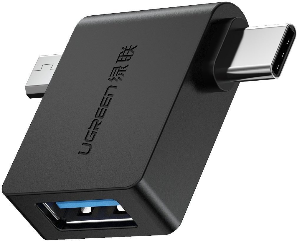 Ugreen mikro USB (M) + USB-C (M) - USB 3.0 (F) OTG adapter fekete