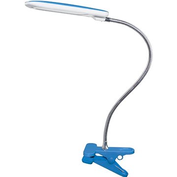 LED stolní lampička s vypínačem a klipem BAZ 5W/230V/4000K/340Lm/120°/IP20, modrá