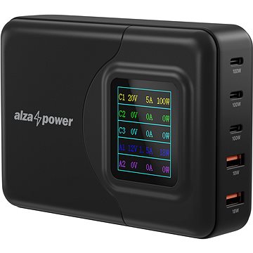 AlzaPower M500 Digital Display Multi Ultra Charger 200W černý