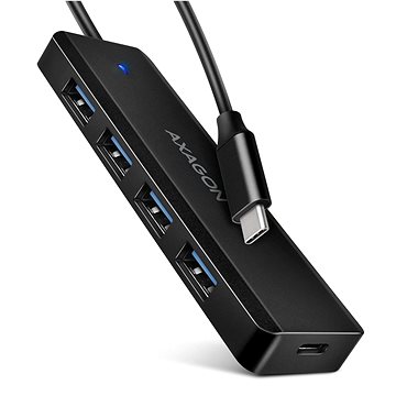 E-shop AXAGON HUE-C1C TRAVEL Hub, USB-C 5Gbps, 4x USB-A, USB-C power IN, Kabel 19 cm