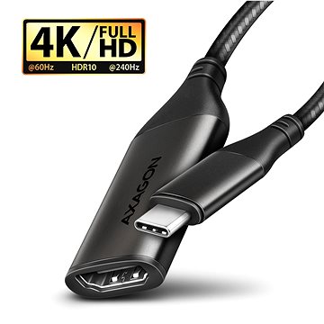 E-shop AXAGON RVC-HI2M, USB-C -> HDMI 2.0a adapter, 4K/60Hz HDR10, metal case, braided