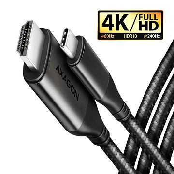 E-shop AXAGON RVC-HI2MC, USB-C -> HDMI 2.0 cable 1.8m, 4K/60Hz HDR10, metal case, braided