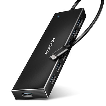 AXAGON HUE-F7C CHARGING Hub, USB-C 5Gbps, 7x USB-A, micro USB power IN, USB-C cable 30 cm