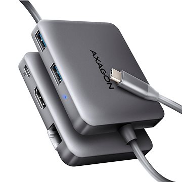 E-shop AXAGON HMC-5HL 5-in-1 Hub, USB-C 5Gbps, 2x USB-A, HDMI 4k/60Hz, RJ-45, PD 100W, USB-C Kabel 20 cm