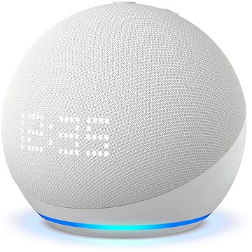 Amazon Echo Dot (5th Gen) with clock Glacier White