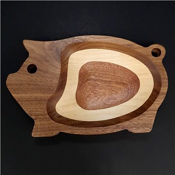 AMADEA Dřevěná miska mozaika ve tvaru prasete, masivní dřevo, 3 druhy dřevin, rozměr 20x12,50x2,50 c