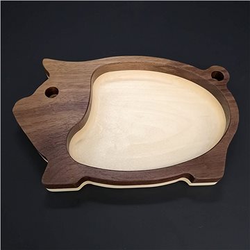 AMADEA Dřevěná miska mozaika ve tvaru prasete, masivní dřevo, 2 druhy dřevin, rozměr 20x12,50x2,50 c