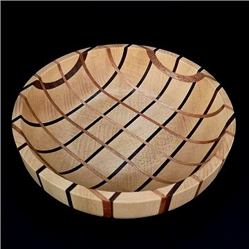 AMADEA Dřevěná miska mozaika kulatá, masivní dřevo, 2 druhy dřevin, rozměr 20x20x4,5 cm