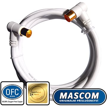 Mascom anténní kabel 7274-100, úhlové IEC konektory 10m