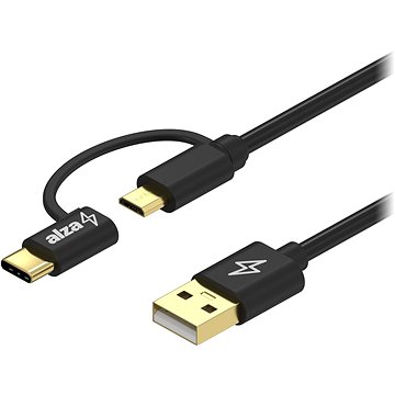 E-shop AlzaPower Core 2in1 USB-A to Micro USB/USB-C 0.5m - schwarz
