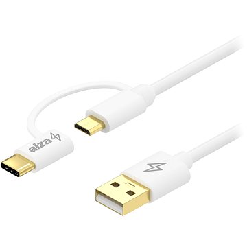 E-shop AlzaPower Core 2in1 USB-A to Micro USB/USB-C 0.5m - weiß