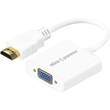 AlzaPower HDMI (M) to VGA (F) with 3.5mm Jack adapter bílá
