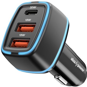 E-shop AlzaPower Car Charger P220 USB-A + USB-C Power Delivery 30W schwarz