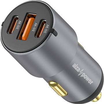 AlzaPower Car Charger P550 USB + USB-C Power Delivery šedá