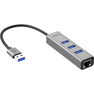 AlzaPower AluCore USB-A (M) na 3× USB-A (F) s LAN vesmírně šedá