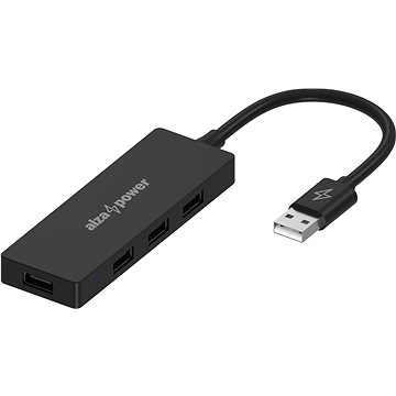 E-shop AlzaPower FlatCore USB-A (M) auf 4 × USB-A 2.0 (F) schwarz