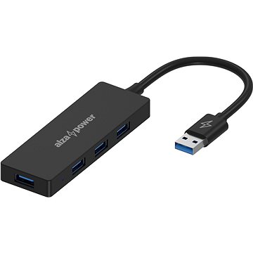 E-shop AlzaPower FlatCore USB-A (M) auf 4 × USB-A 3.0 (F) schwarz