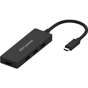 E-shop AlzaPower FlatCore USB-C (M) auf 4 × USB-A 2.0 (F) schwarz