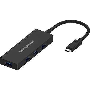 E-shop AlzaPower FlatCore USB-C (M) auf 4 × USB-A 3.0 (F) schwarz