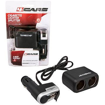 4CARS Rozdvojka zapalovače kombinovaná 12/24V S USB