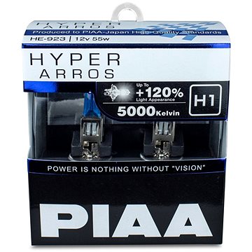 PIAA Hyper Arros 5000K H1 + 120% jasně bílé světlo o teplotě 5000K, 2ks