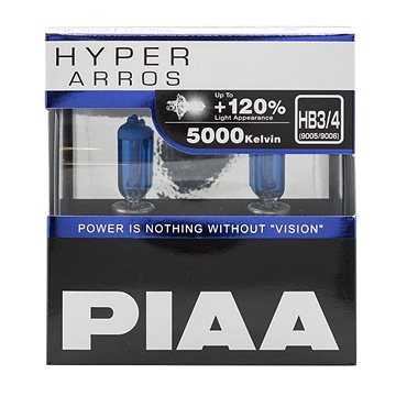 PIAA Hyper Arros 5000K HB3/HB4 -+ 120%. jasně bílé světlo o teplotě 5000K, 2ks