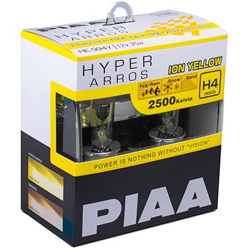 PIAA Hyper Arros Ion Yellow 2500K H4 - teplé žluté světlo 2500K pro použití v extrémních podmínkách
