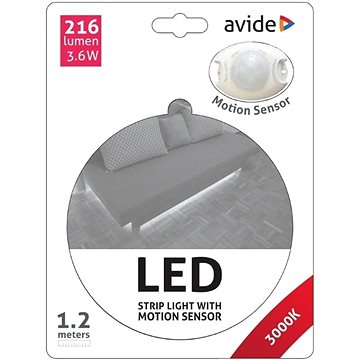 Avide Set voděodolný LED pásek pod postel s čidlem pohybu a zdrojem 1,2m