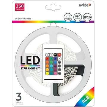 Avide Set LED pásek RGB s ovládáním a zdrojem 3m