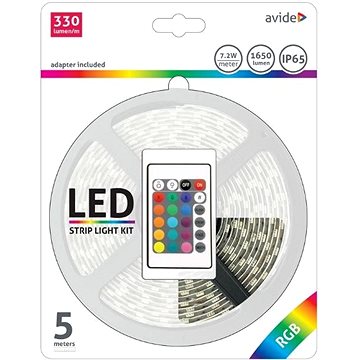 Avide Set voděodolný LED pásek s ovládáním a zdrojem 5m