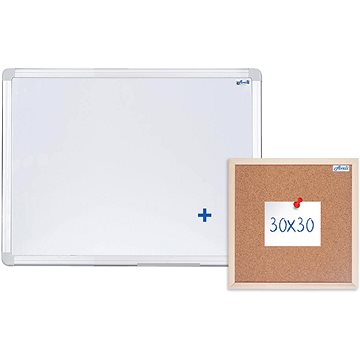 E-shop AVELI 60 × 45 cm, Aluminiumrahmen + Korkpinnwand 30 × 30 cm