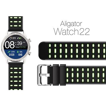 Aligator Watch 22 mm silikonový řemínek Duální zelený