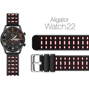 Aligator Watch 22 mm silikonový řemínek Duální červený
