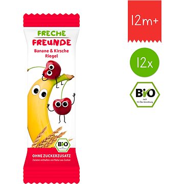 Freche Freunde BIO Ovocná tyčinka - Banán a třešeň 12× 23 g