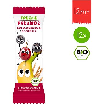 Freche Freunde BIO Ovocná tyčinka - Banán, hroznové víno a černý jeřáb 12× 23 g