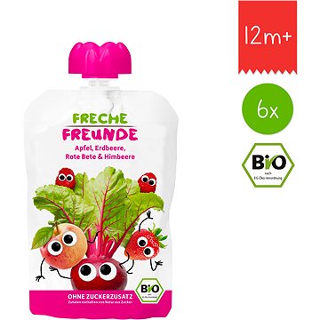 Freche Freunde BIO Jablko, červená řepa, jahoda a malina 6× 100 g