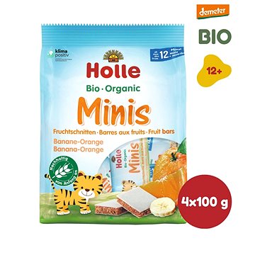 HOLLE Organické minis banánové s pomerančem 4× 100 g