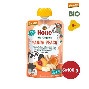 HOLLE Panda Peach BIO broskev meruňka banan špalda 6× 100 g