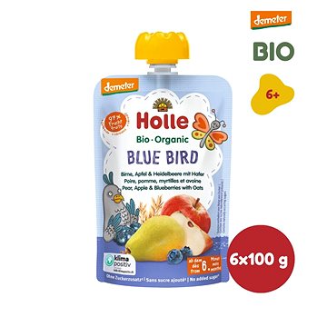 HOLLE Blue Bird BIO hruška jablko borůvky a vločky 6× 100 g