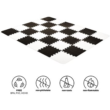 KINDERKRAFT Podložka pěnové puzzle Luno 30x30 cm Black&White 30ks