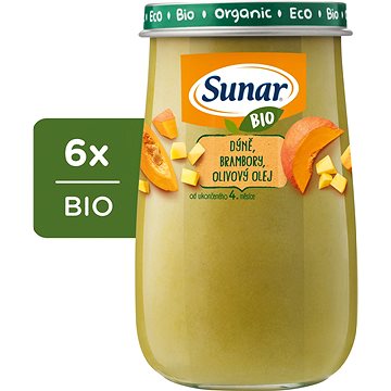 Sunar BIO příkrm dýně, brambory, olivový olej 6× 190 g
