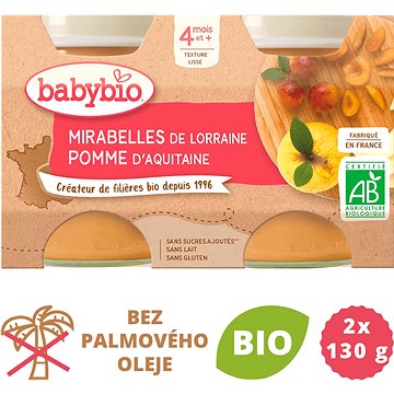 BABYBIO Mirabelky jablko 2× 130 g