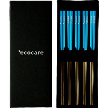ECOCARE Kovové Sushi Hůlky Box Gold-Blue 10 ks