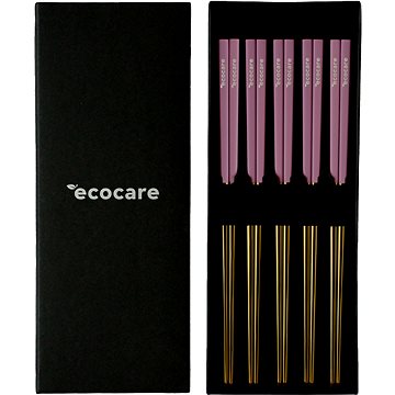 ECOCARE Kovové Sushi Hůlky Box Gold-Pink 10 ks
