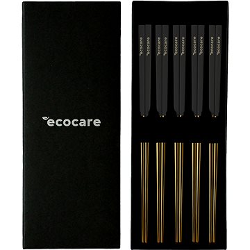 ECOCARE Kovové Sushi Hůlky Box Gold-Black 10 ks